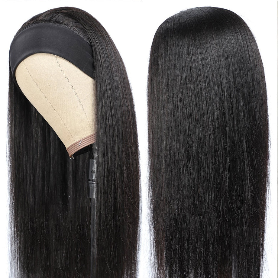 Headband Wig Human Hair Straight Glueless Brazilian Wigs For Black Women Remy