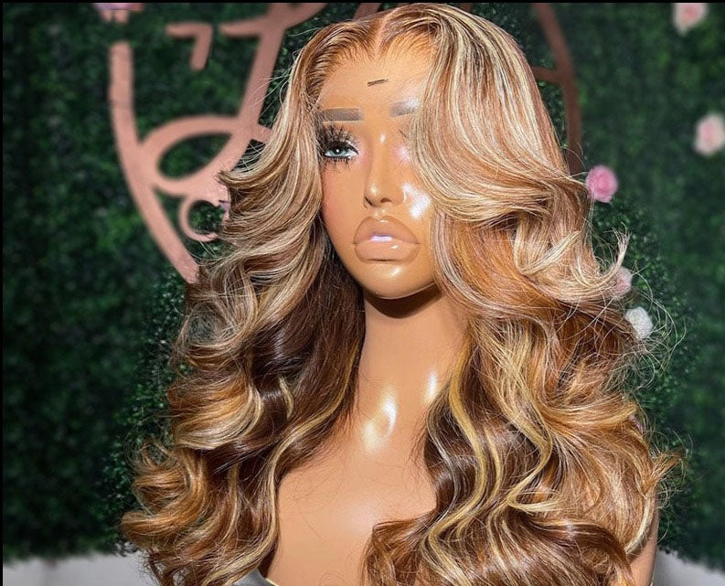Ombre Honey Blonde Body Wave 13x6 Lace Frontal Wigs Pre-Plucked Highlight 613 Wigs Lace Closure Wigs Human Hair Wigs For Women