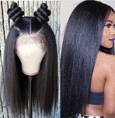 21.5 inch Small Size Cap Human Hair Wigs Peruvian 13x4 Kinky Straight Lace Front Wig For Black Women 4x4 Lace Closure Wig Remy