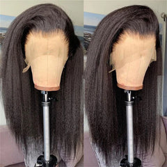 21.5 inch Small Size Cap Human Hair Wigs Peruvian 13x4 Kinky Straight Lace Front Wig For Black Women 4x4 Lace Closure Wig Remy