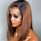 1b/30 Brown Color 13x4 Lace Short Bob Lace Front Wig Ombre Brown Natural Black Straight Short Bob With Baby Hair For Black Woman
