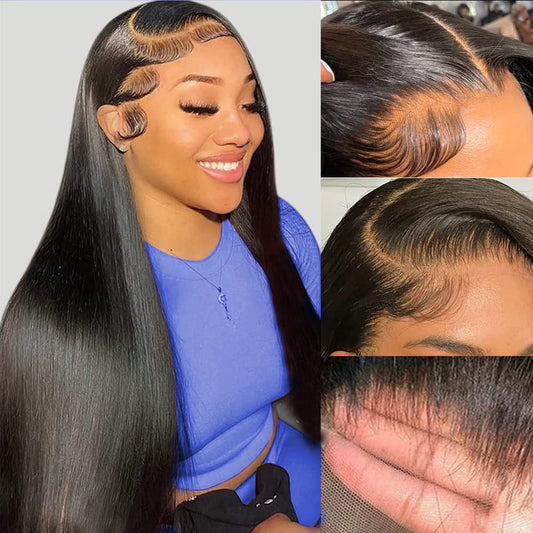 HD Transparent 13x4 Lace Front Wigs Brazilian Bone Straight Hair Glueless Remy 13x6 Lace Frontal Human Hair Wigs For Women