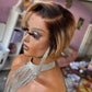 Pixie Cut Wig Human Hair Ombre Blonde Color Cheap Short Bob Straight Wig For Black Women Transparent Lace Frontal Brazilian Remy