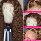 Chocolate Brown Lace Front Human Hair Wigs Deep Wave 13x4 HD Transparent Lace Frontal Wig Glueless Wig For Women