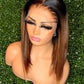 Ombre Brown Bone Straight Bob T Part Lace Front Human Hair Wig For Women Colored Brazilian Remy Hair Glueless 99j Red Wig