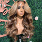 Ombre Honey Blonde Body Wave 13x6 Lace Frontal Wigs Pre-Plucked Highlight 613 Wigs Lace Closure Wigs Human Hair Wigs For Women