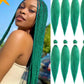 4Pcs Long Straight Pre Stretched Synthetic Braiding Hair Extensions Green Color Box Braid 24/30inches Rainbow Crochet Hair