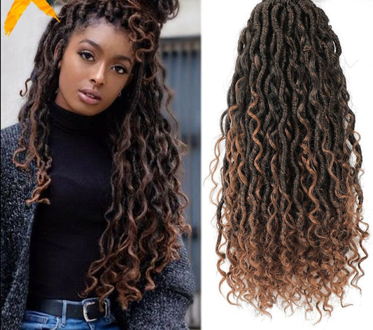 Synthetic Crochet Braids Hair Passion Twist River Goddess Braiding Hair Extension Ombre Brown Faux Locs With Curly Hair X-TRESS