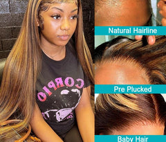 Hair Highlight Straight 13x4 Lace Front Human Hair Wigs Brazilian 4x4 Closure Wig 180 Density 5x5 Wig Ombre Lace Wig