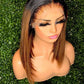 Ombre Brown Bone Straight Bob T Part Lace Front Human Hair Wig For Women Colored Brazilian Remy Hair Glueless 99j Red Wig