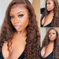 Chocolate Brown Lace Front Human Hair Wigs Deep Wave 13x4 HD Transparent Lace Frontal Wig Glueless Wig For Women