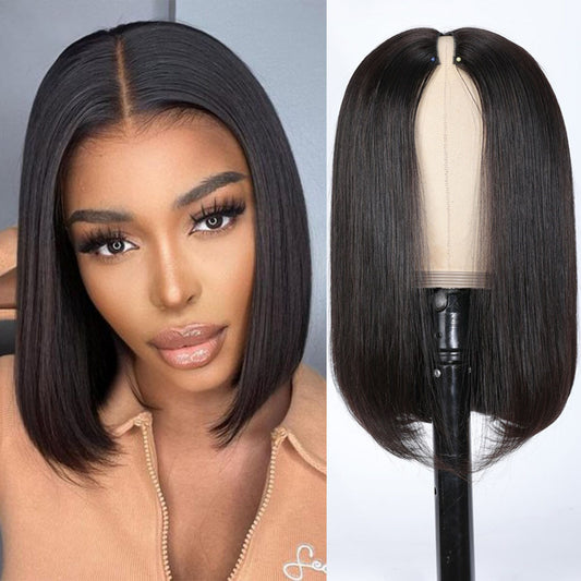 Straight Short Bob Wig V Part Wig Human Hair No Leave Out Glueless Upgrade U Part Wigs Brazilian Short Wigs Human Hair