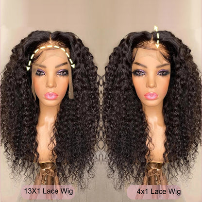 150 Density Deep Wave Glueless Curly Lace Front Wigs Water Natural Black Women Synthetic Hair Pre Plucked Daily Wig