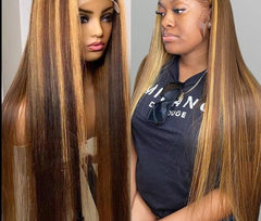 Hair Highlight Straight 13x4 Lace Front Human Hair Wigs Brazilian 4x4 Closure Wig 180 Density 5x5 Wig Ombre Lace Wig