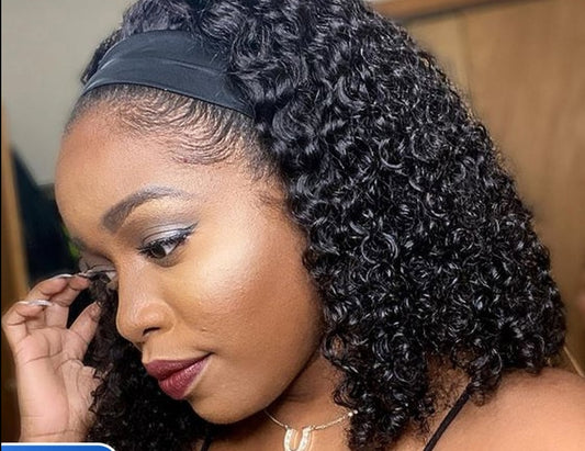 Headband Wig Human Hair Kinky Curly Glueless Full Machine Made Brazilian Remy Human Hair Wigs For Women 180% Density