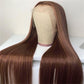 Glueless Full Lace Human Hair Wigs For Women Chocolate Brown Lace Front Wig Straight HD Lace Frontal Wig Human Hair Pre Plucked