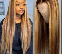 Hair Highlight Straight 13x4 Lace Front Human Hair Wigs Brazilian 4x4 Closure Wig 180 Density 5x5 Wig Ombre Lace Wig