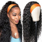 Headband Wig Human Hair Headband Scarf Wig Water Wave Human Hair Wigs for Women No Glue No Sew In