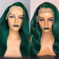 Dark Green Lace Front Wigs For Women Human Hair Pre Plucked Transparent Ombre Green Lace Frontal Wig with Roots Colored