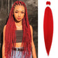 4Pcs Long Straight Pre Stretched Synthetic Braiding Hair Extensions Green Color Box Braid 24/30inches Rainbow Crochet Hair