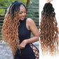 Goddess Faux Locs With Curly End Synthetic Crochet Braids Hair Extensions For Women Ombre Brown Color Messy Dreadlocks