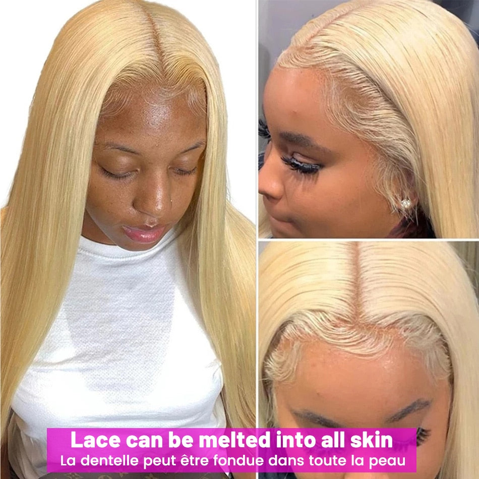 Blonde 613 Lace Frontal Wig 13x6 HD Lace Front Human Hair Wigs Pre plucked Straight Human Hair Wigs For Women 613 Short Bob Wig