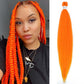 4Pcs Long Straight Pre Stretched Synthetic Braiding Hair Extensions Green Color Box Braid 24/30inches Rainbow Crochet Hair