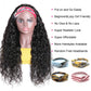 Headband Wig Human Hair Headband Scarf Wig Water Wave Human Hair Wigs for Women No Glue No Sew In