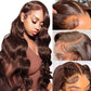 Chocolate Brown 13x4 Lace Frontal Human Hair Wigs For Women Body Wave HD Transparent Lace Front Human Hair Wig