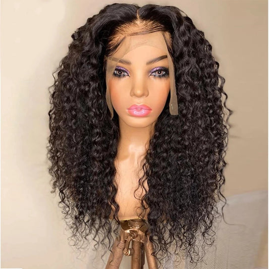 150 Density Deep Wave Glueless Curly Lace Front Wigs Water Natural Black Women Synthetic Hair Pre Plucked Daily Wig