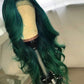 Dark Green Lace Front Wigs For Women Human Hair Pre Plucked Transparent Ombre Green Lace Frontal Wig with Roots Colored