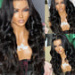 Dark Green Lace Front Wigs For Women Human Hair Pre Plucked Transparent Ombre Green Lace Frontal Wig with Roots Colored