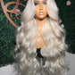 Platinum Ash Blonde Colored Lace Front Wig Pre Plucked 13X6 HD Transparent #60 White Lace Frontal Wigs For Women Human Hair