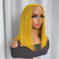 Lemon Yellow Bob Shoulder Length Straight Human Hair Lace Frontal Wig 13x4 Lace Front Silky Soft Peruvian Lace Wig
